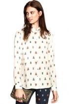 Oasap Colorful Insects Print Button Down Shirt
