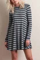 Oasap Classic Stripe Round Neck Stretch Knit Dress