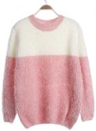 Oasap Round Neck Color Block Pullover Sweater