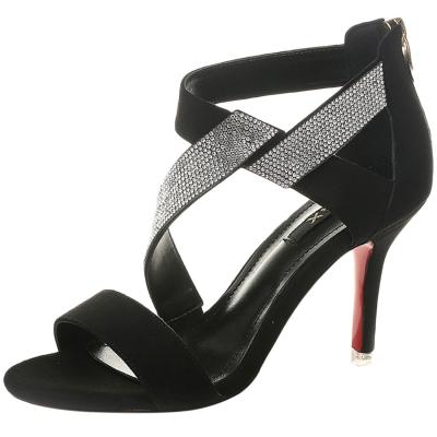 Oasap Open Toe Rhinestone High Heels Sandals