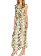 Oasap Women's Serpentine Print Lace Up Front Back Asymmetric Dress