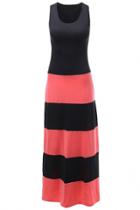Oasap Fashion Color Block Sleeveless Maxi Dress