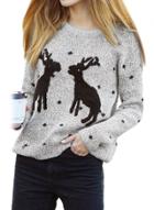 Oasap Loose Fit Round Neck Christmas Reindeer Sweater