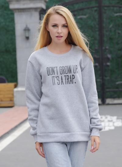 Oasap Fashion Letter Printed Loose Fit Sweatshirt