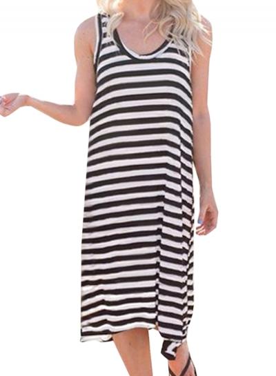 Oasap Women's Casual Summer Sleeveless Striped Pullover Tank Dress
