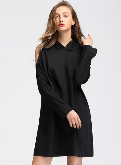 Oasap Fashion Off Shoulder Long Sleeve Mini Hoodie Dress
