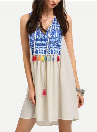 Oasap V Neck Floral Printed Sleeveless Dresses