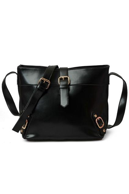 Oasap Pin Buckle Strap Embellished Shoulder Bag