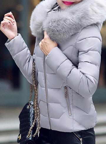 Oasap Down Coat With Faux Fur Trim Hood