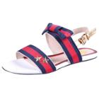 Oasap Open Toe Color Block Bow Flat Heels Sandals
