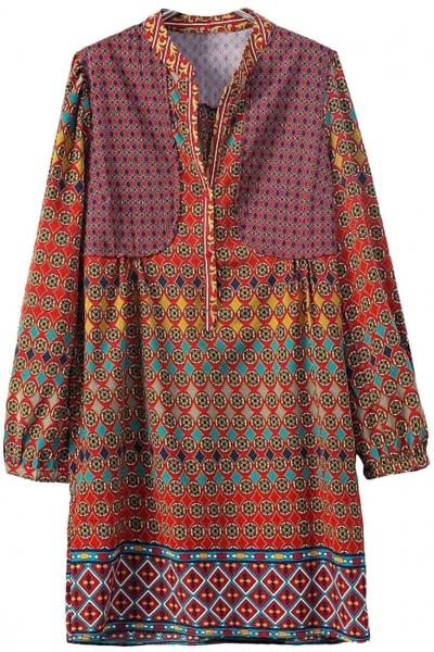 Oasap Vintage Bohemia Single Breasted Dress