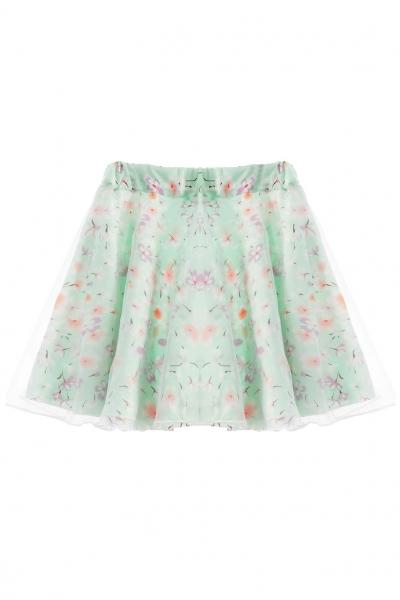 Oasap Flower Print Organza Layered Mini Skirt