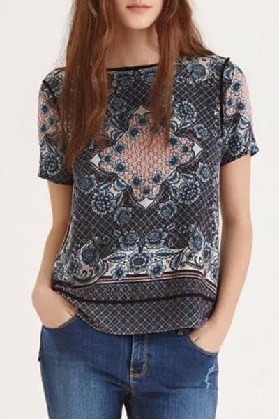 Oasap Tribal Print High-low Blouse