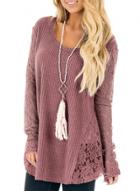 Oasap Fashion Lace Panel Loose Fit Pullover Sweater