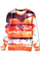 Oasap Yummy Hamburger-print Sweatshirts