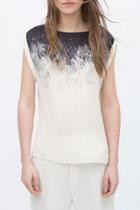 Oasap Demure Gradient Floral Muscle Tee