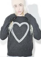 Oasap Fashion Long Sleeve Heart Printed Loose Sweater