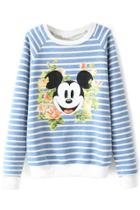 Oasap Micky Mouse Striped Sweatshirt