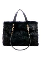 Oasap Fur Embellished Quilted Shoulder Bag