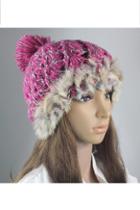 Oasap Cable Bobble Hat With Rabbit Hair Trim