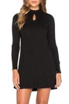 Oasap Chic Solid Knit High Neck Long Sleeve Mini Dress