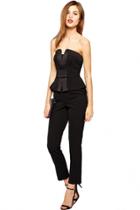Oasap Shoulder Revealing Peplum Corset Jumpsuit