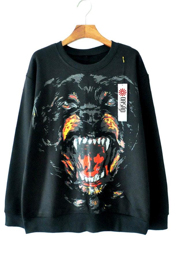 Oasap Fierce Dog Print Sweatshirt