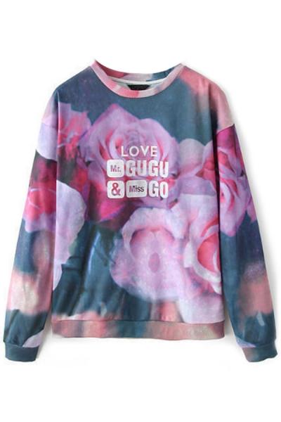 Oasap Love Gugu Floral Sweatshirt