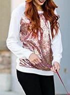 Oasap Fashion Sequins Loose Fit Pullover Hoodie