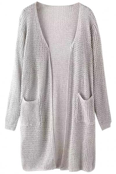 Oasap Casual Solid Open Front Woman Cardigan