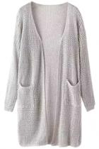 Oasap Casual Solid Open Front Woman Cardigan