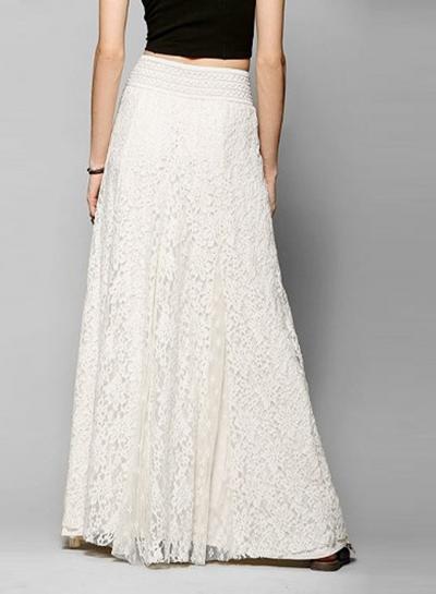 Oasap High Waist Hollow Out Slim Lace Skirt