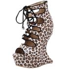Oasap Leopard Hollow Out Strangle High Heels Sandals