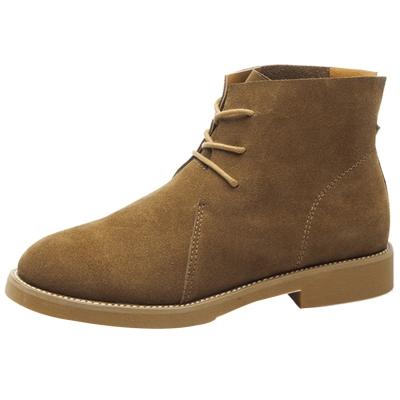 Oasap Women's Solid Round Toe Lace-up Low Heels Ankle Boots