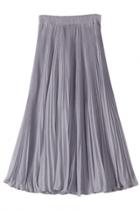 Oasap Elegant Solid Color Pleated Long Skirt