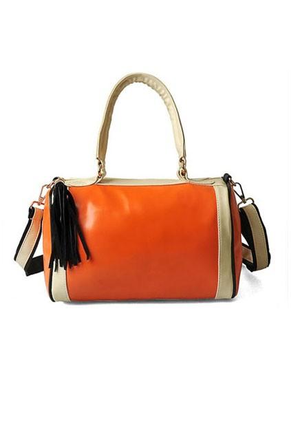 Oasap Contrast Colored Zipped Shoulder Bag With Tassel Detail