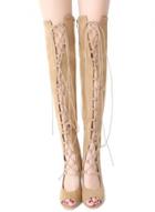 Oasap High Heels Over The Knee High Peep Toe Gladiator Boots With Lacing