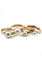 Oasap Stackable Gold Ring Set With Faux Pearl