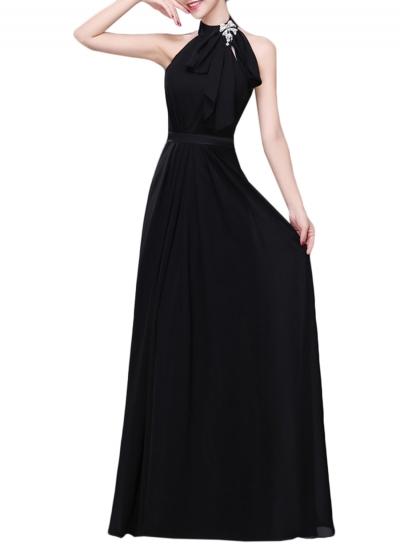 Oasap Women's Elegant Halter Rhinestone High Waist Prom Dress