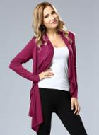 Oasap Long Sleeve Solid Color Cardigan
