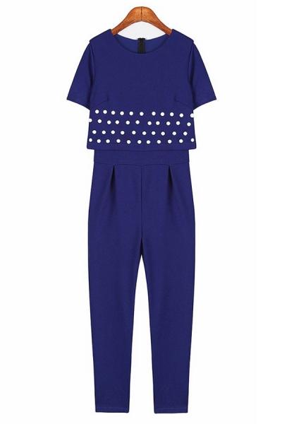 Oasap Button Embellishment Overlay Chiffon Jumpsuits