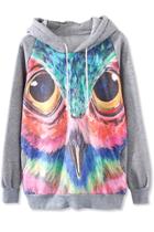 Oasap Colorful Owl Print Hoodie