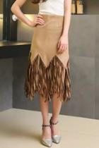 Oasap Vintage Faux Suede Asymmetric Tasseled Skirt