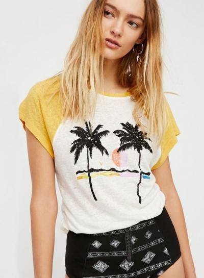 Oasap Fashion White Plant Embroidery Tee Shirt