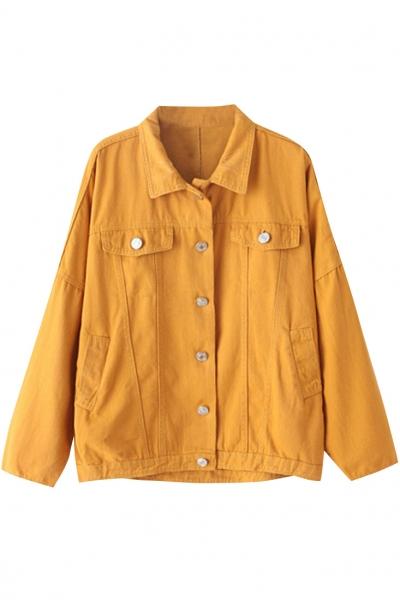Oasap Colorful Button Down Patch Pocket Jacket