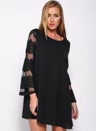 Oasap Hot Round Neck Mesh Sleeve Mini Dress