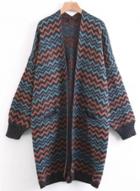 Oasap Long Sleeve Open Front Zigzag Printed Cardigan