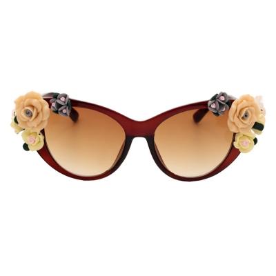 Oasap Baroque Style Flower Decoration Uv Sunglasses