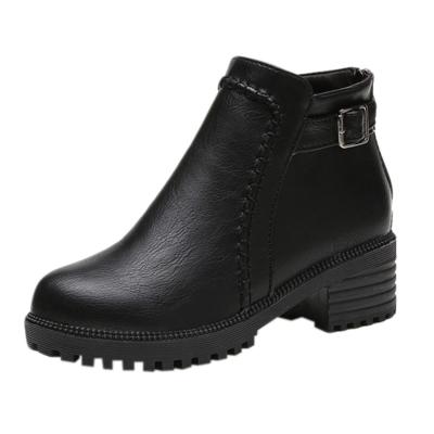 Oasap Block Heels Solid Color Back Zipper Martens Shoes