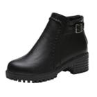 Oasap Block Heels Solid Color Back Zipper Martens Shoes